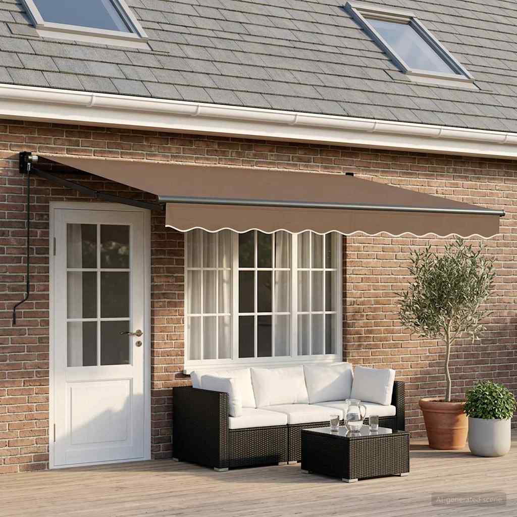 Uitschuifbare luifel Taupe 5 x 3 m 100% Polyester en Aluminium is nu te koop bij PeponiXL, paradijselijk wonen!