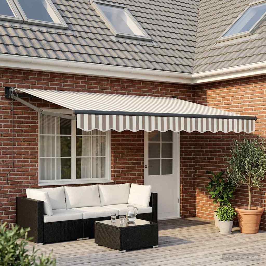 Uitschuifbare luifel Lichtgrijs en wit. 4,5 × 3 m is nu te koop bij PeponiXL, paradijselijk wonen!