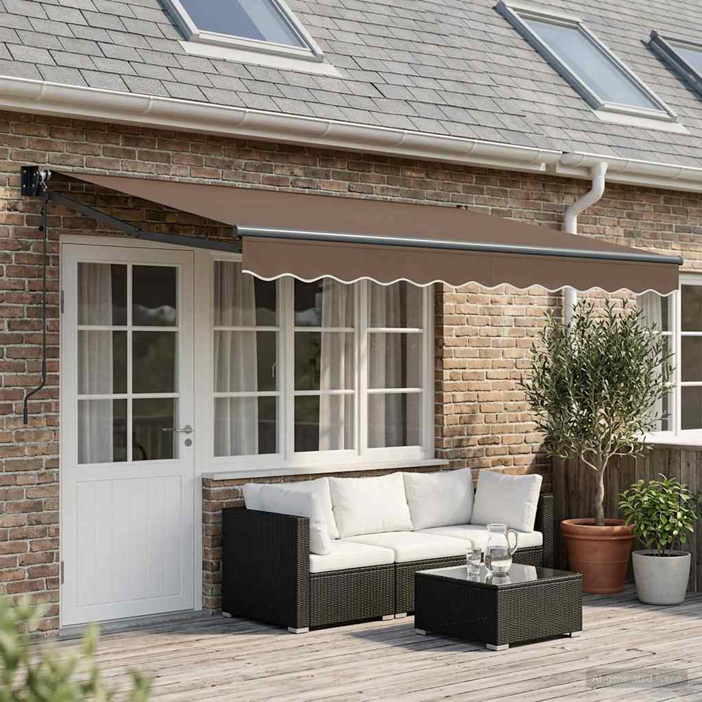 Uitschuifbare luifel Taupe 4 × 3 m Polyester en Metaal is nu te koop bij PeponiXL, paradijselijk wonen!