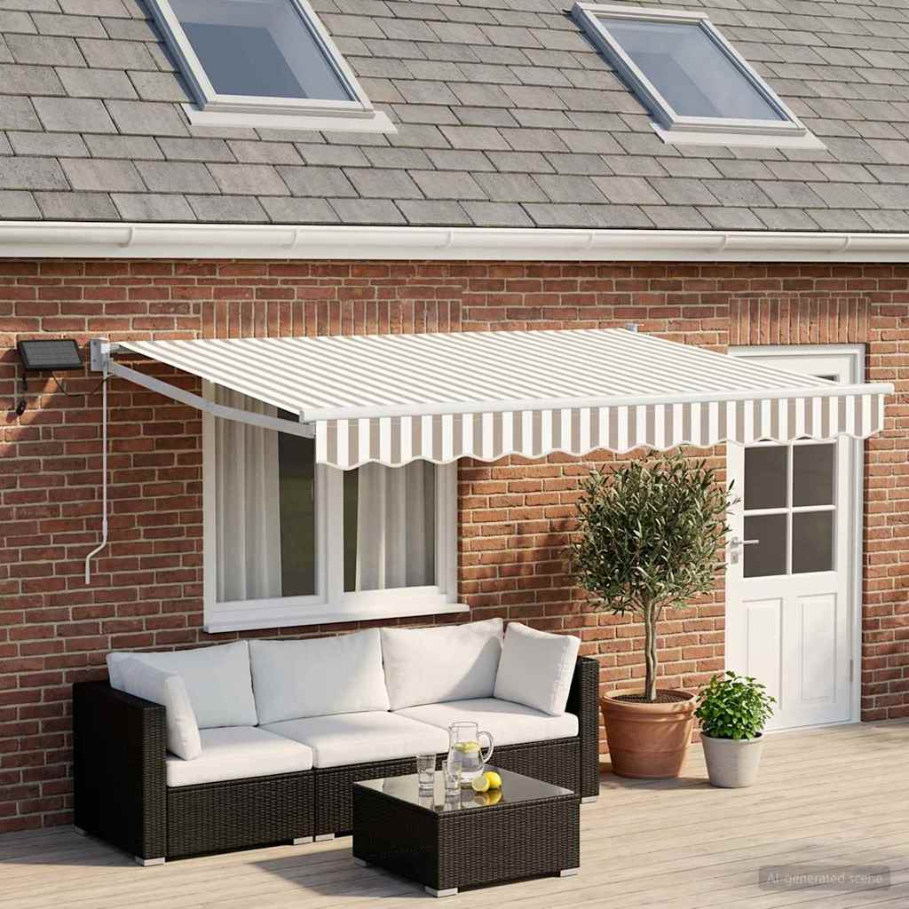 Handbediende luifel met LED's Lichtgrijs en wit. is nu te koop bij PeponiXL, paradijselijk wonen!