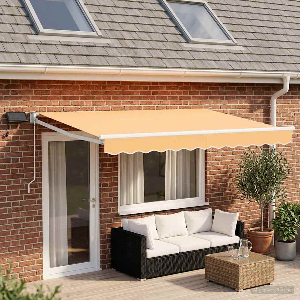 Handbediende luifel met LED's Zand 100% Polyester en Aluminium is nu te koop bij PeponiXL, paradijselijk wonen!