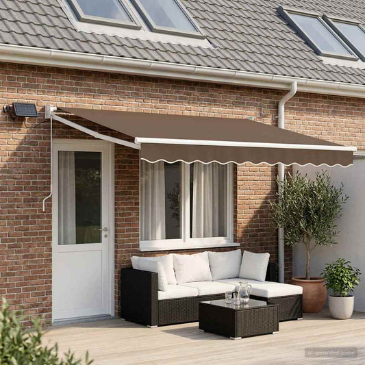 Handbediende luifel met LED's Taupe 100% Polyester en Aluminium is nu te koop bij PeponiXL, paradijselijk wonen!