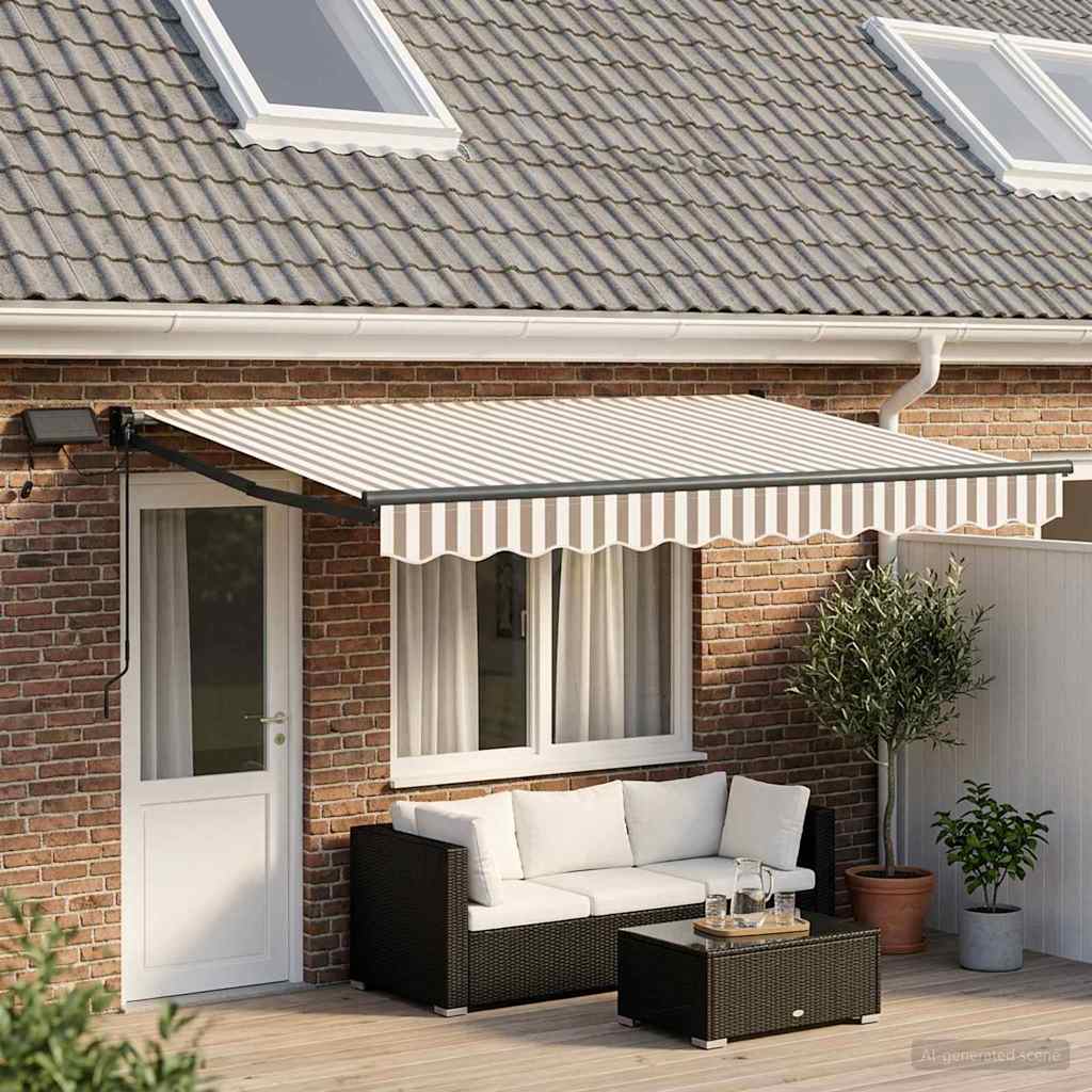 Handbediende luifel met LED's Lichtgrijs en wit. is nu te koop bij PeponiXL, paradijselijk wonen!