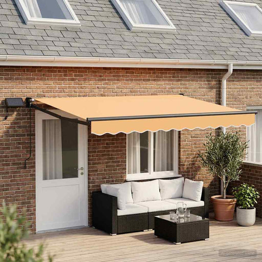 Handbediende luifel met LED's Zand 100% Polyester en Aluminium is nu te koop bij PeponiXL, paradijselijk wonen!