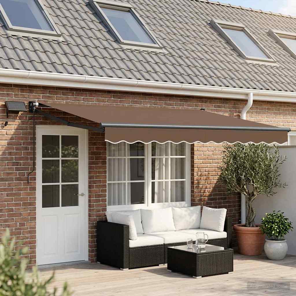 Handbediende luifel met LED's Taupe 100% Polyester en Aluminium is nu te koop bij PeponiXL, paradijselijk wonen!