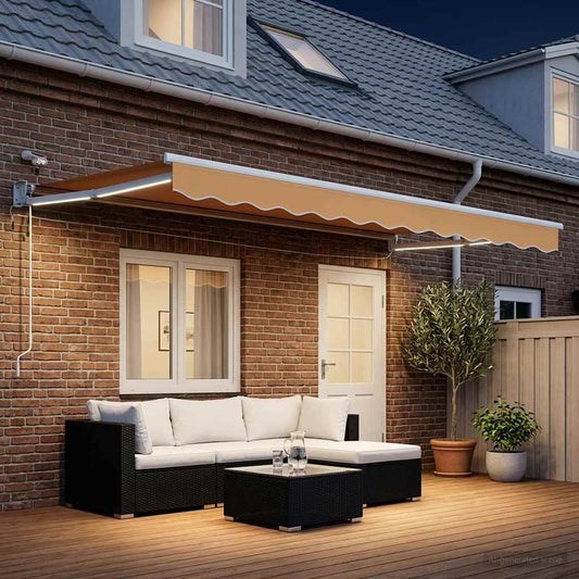 Elektrisch Uittrekbaar Zonnescherm Zand is nu te koop bij PeponiXL, paradijselijk wonen!