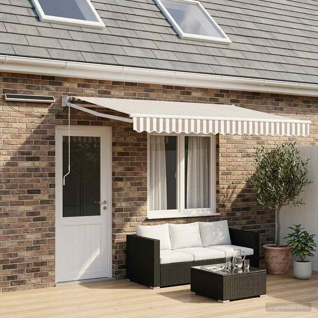 Elektrisch Uittrekbaar Zonnescherm Lichtgrijs en wit. is nu te koop bij PeponiXL, paradijselijk wonen!