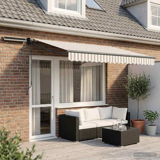 Elektrisch Uittrekbaar Zonnescherm Lichtgrijs en wit. is nu te koop bij PeponiXL, paradijselijk wonen!
