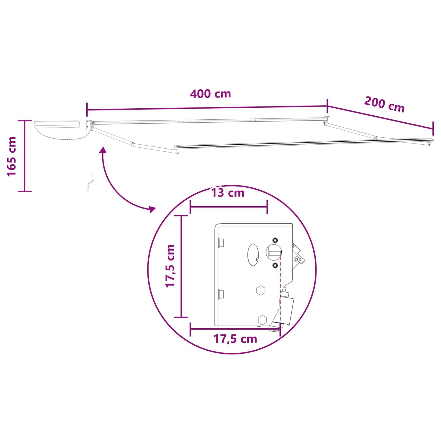 Elektrisch Uittrekbaar Zonnescherm Lichtgrijs en wit. is nu te koop bij PeponiXL, paradijselijk wonen!
