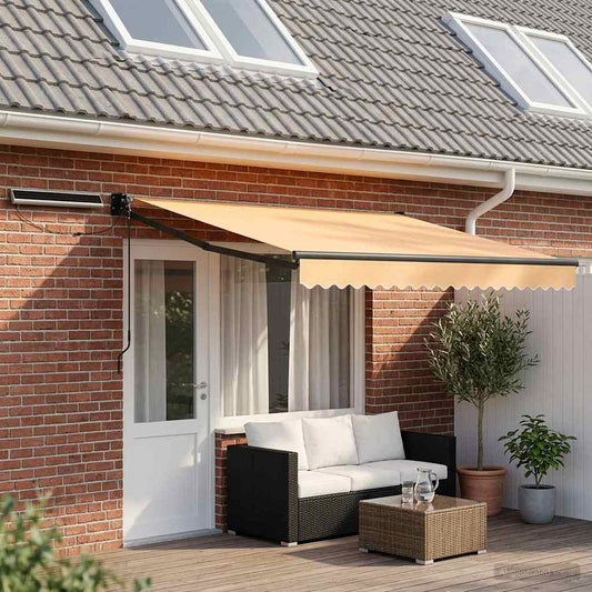 Elektrisch Uittrekbaar Zonnescherm Zand is nu te koop bij PeponiXL, paradijselijk wonen!