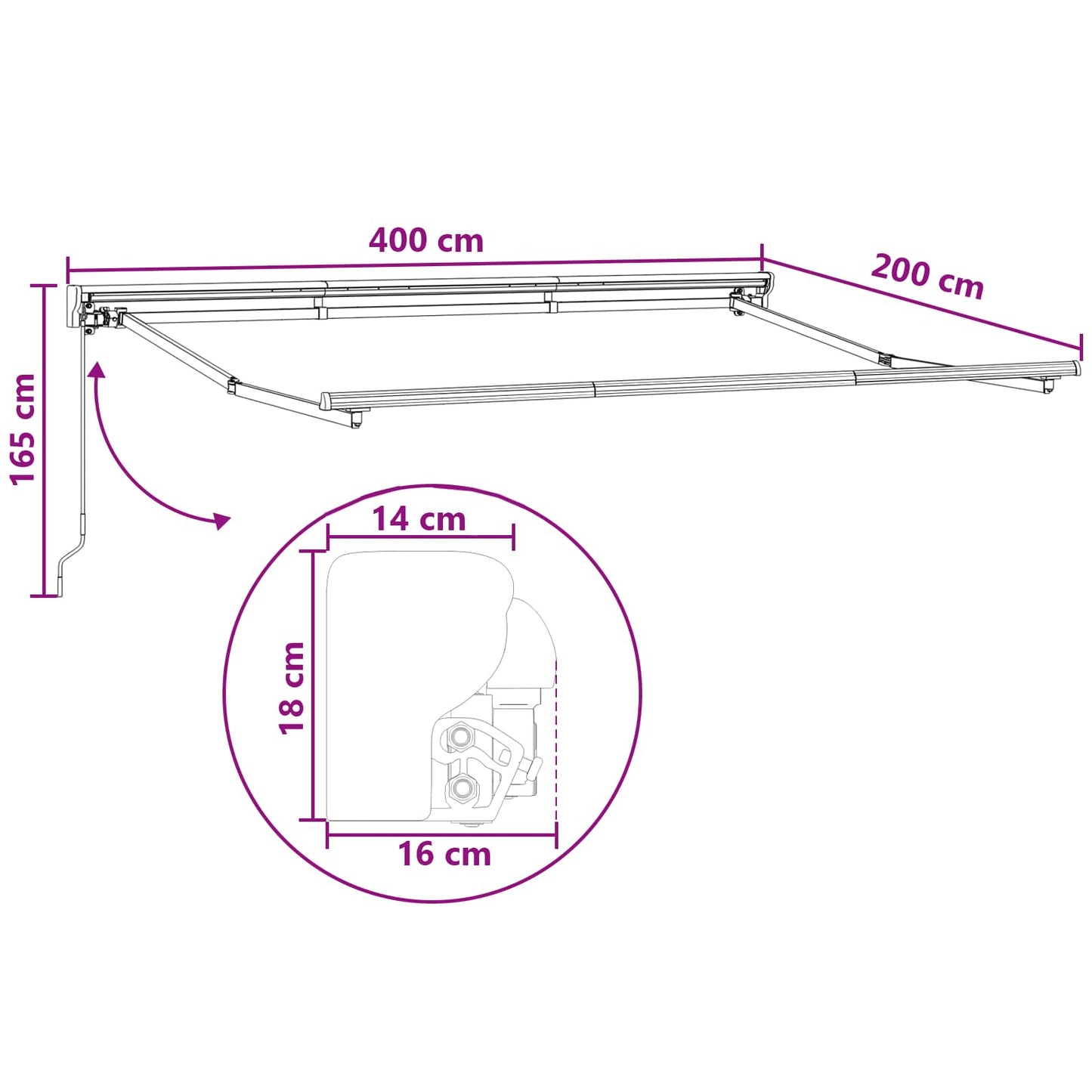 Uitschuifbare luifel Lichtgrijs en wit. 4 x 2 m is nu te koop bij PeponiXL, paradijselijk wonen!