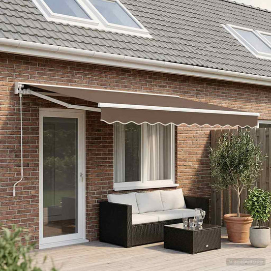 Handmatig uitschuifbare luifel Taupe 4,5 × 3,5 m is nu te koop bij PeponiXL, paradijselijk wonen!