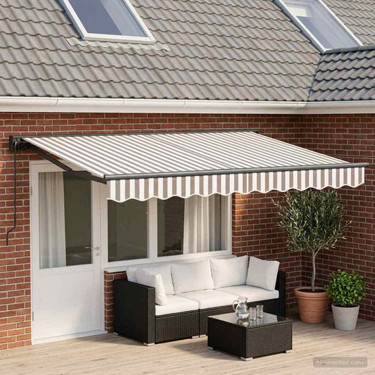 Uitschuifbare luifel Lichtgrijs en wit. 4 × 3 m is nu te koop bij PeponiXL, paradijselijk wonen!