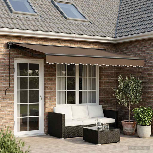 Uitschuifbare luifel Taupe 4 × 3 m Polyester en Aluminium is nu te koop bij PeponiXL, paradijselijk wonen!