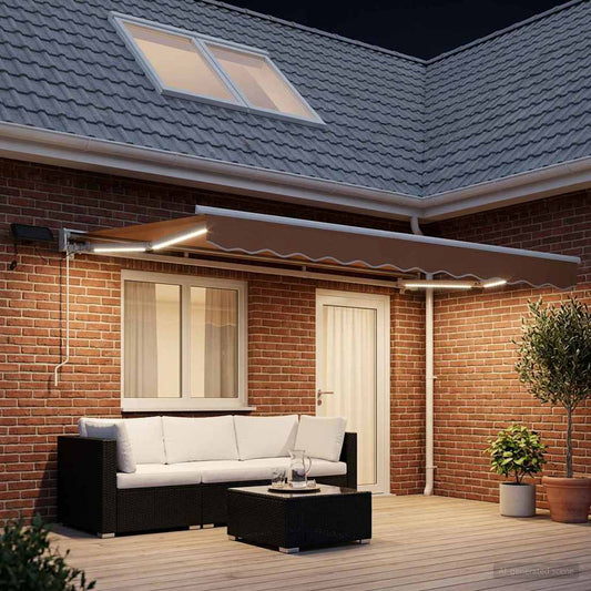 Handmatige Luifelhouder met LED's Zand 4 x 2 m is nu te koop bij PeponiXL, paradijselijk wonen!