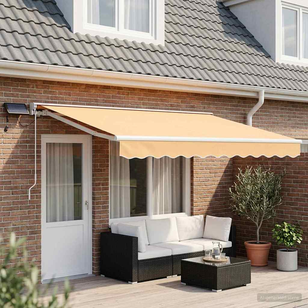 Handmatige Luifelhouder met LED's Zand 4 x 2 m is nu te koop bij PeponiXL, paradijselijk wonen!