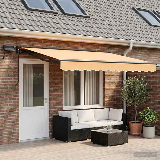 Handmatige Luifelhouder met LED's Zand 4 x 2 m is nu te koop bij PeponiXL, paradijselijk wonen!