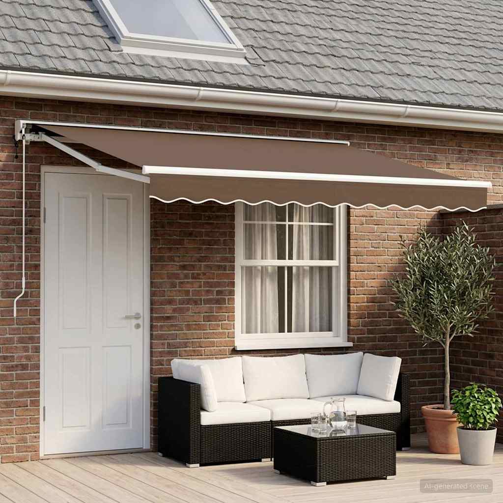 Uitschuifbare luifel Taupe 4 x 2 m Polyester en Aluminium