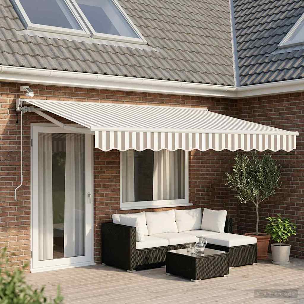 Elektrisch Uittrekbaar Zonnescherm Lichtgrijs en wit. 4 x 2 m is nu te koop bij PeponiXL, paradijselijk wonen!