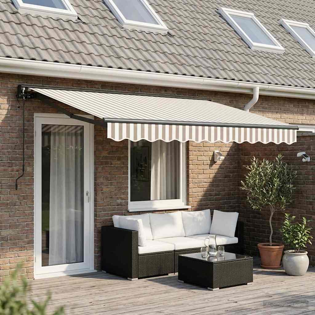 Elektrisch Uittrekbaar Zonnescherm Lichtgrijs en wit. 5 × 3,5 m is nu te koop bij PeponiXL, paradijselijk wonen!