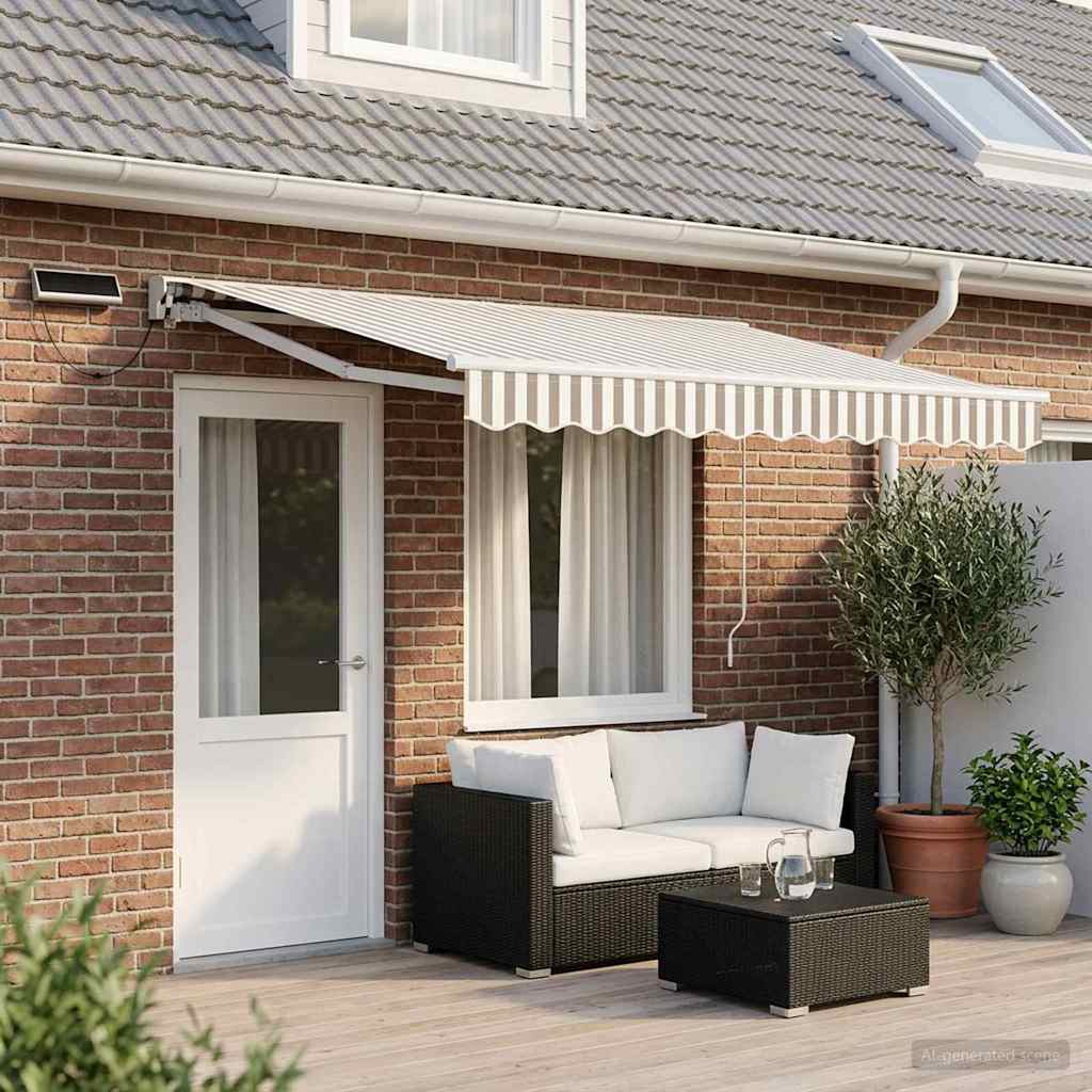 Elektrisch Uittrekbaar Zonnescherm Lichtgrijs en wit. 4 × 3 m is nu te koop bij PeponiXL, paradijselijk wonen!