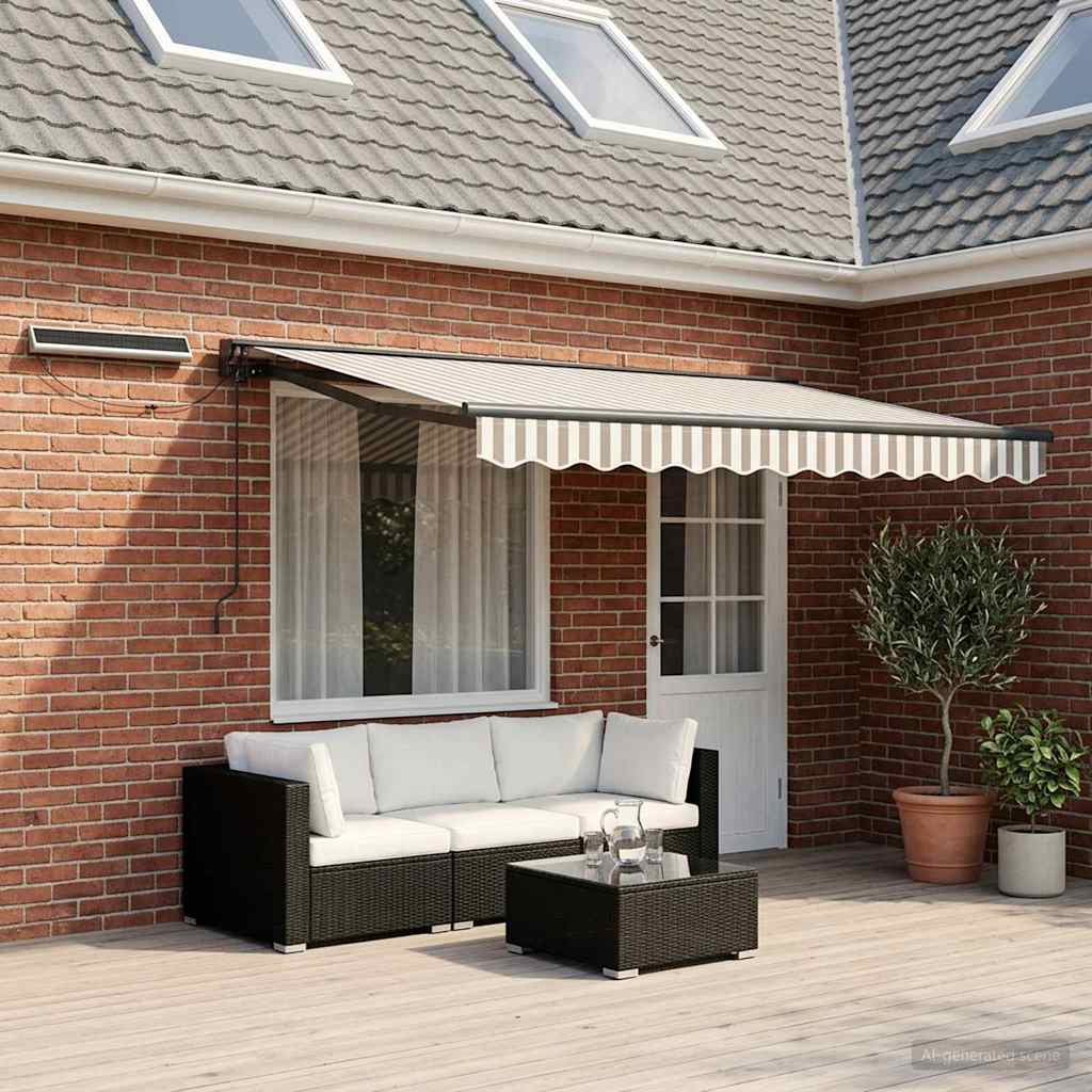 Elektrisch Uittrekbaar Zonnescherm Lichtgrijs en wit. 4 x 2 m is nu te koop bij PeponiXL, paradijselijk wonen!