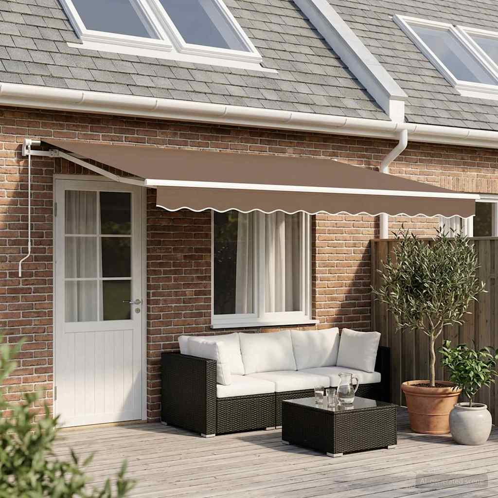 Uitschuifbare luifel Taupe 500 × 300 cm Polyester en Aluminium is nu te koop bij PeponiXL, paradijselijk wonen!