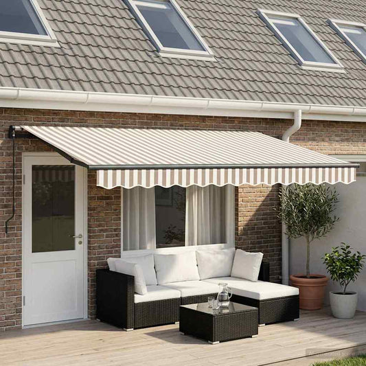 Uitschuifbare luifel Lichtgrijs en wit. 450 × 300 cm is nu te koop bij PeponiXL, paradijselijk wonen!