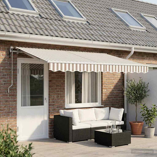 Uitschuifbare luifel Lichtgrijs en wit. 600 × 300 cm is nu te koop bij PeponiXL, paradijselijk wonen!