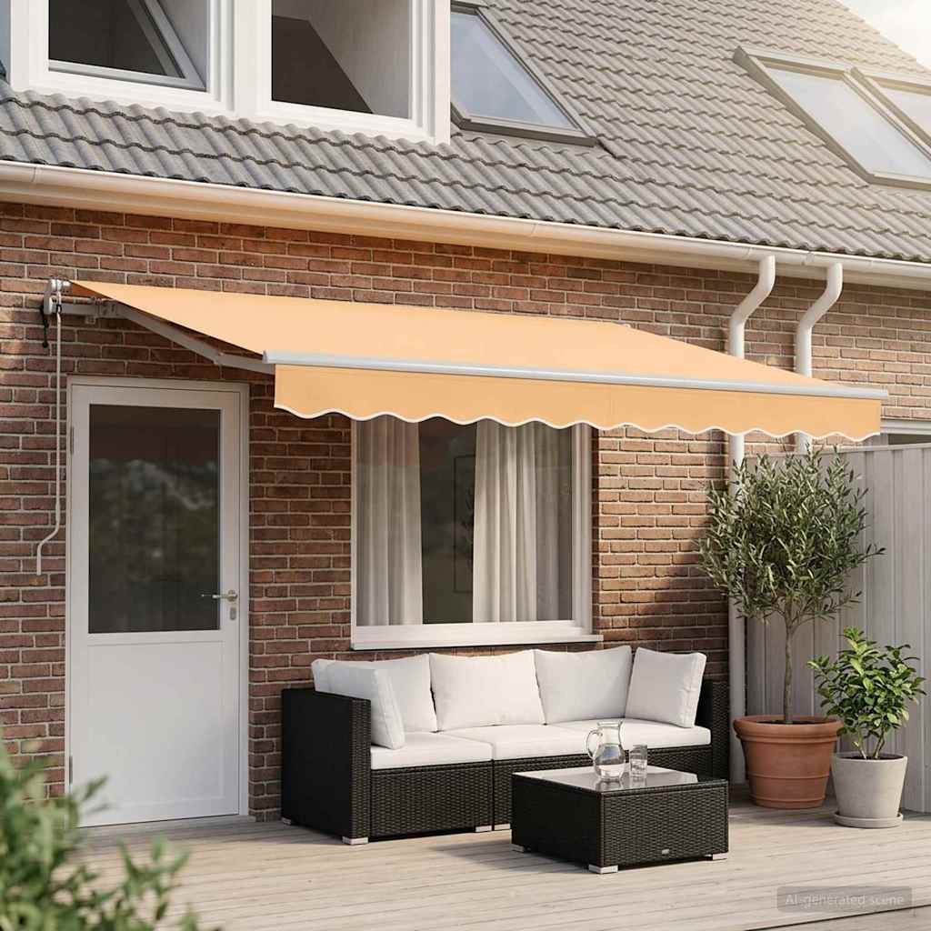 Uitschuifbare luifel Zand 500 × 300 cm Stof en Aluminium is nu te koop bij PeponiXL, paradijselijk wonen!