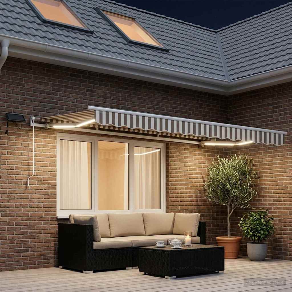 Uitschuifbare luifel Lichtgrijs en wit. 300 x 250 cm is nu te koop bij PeponiXL, paradijselijk wonen!