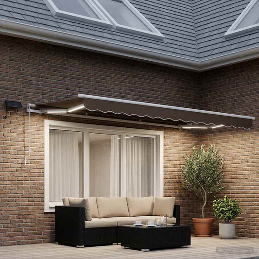 Uitschuifbare luifel Taupe 350 x 250 cm Stof en Aluminium is nu te koop bij PeponiXL, paradijselijk wonen!