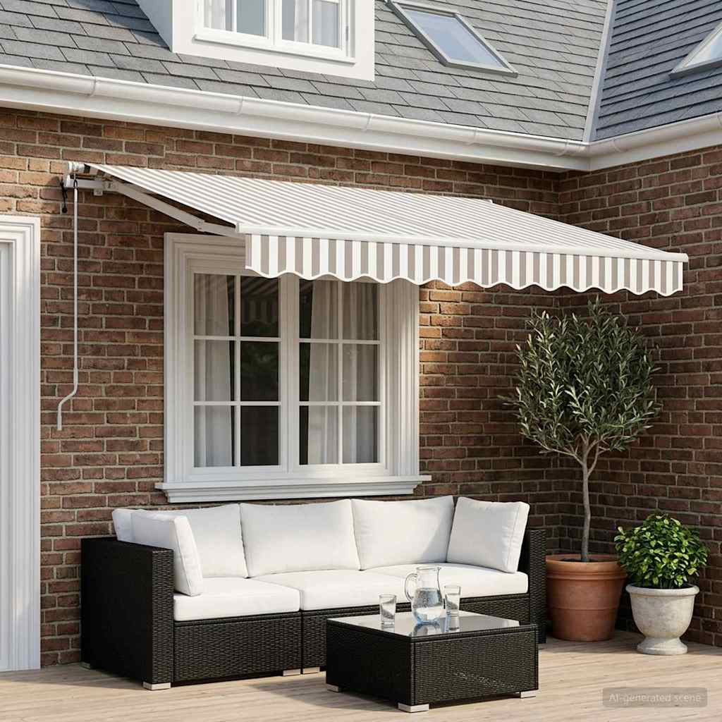 Uitschuifbare luifel Lichtgrijs en wit. 350 x 250 cm Polyester is nu te koop bij PeponiXL, paradijselijk wonen!