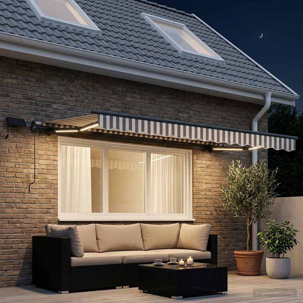 Uitschuifbare luifel Lichtgrijs en wit. 350 x 250 cm is nu te koop bij PeponiXL, paradijselijk wonen!