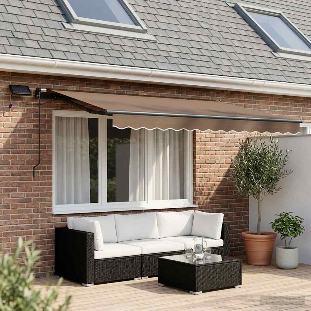 Uitschuifbare luifel Taupe 350 x 250 cm Stof en Aluminium is nu te koop bij PeponiXL, paradijselijk wonen!
