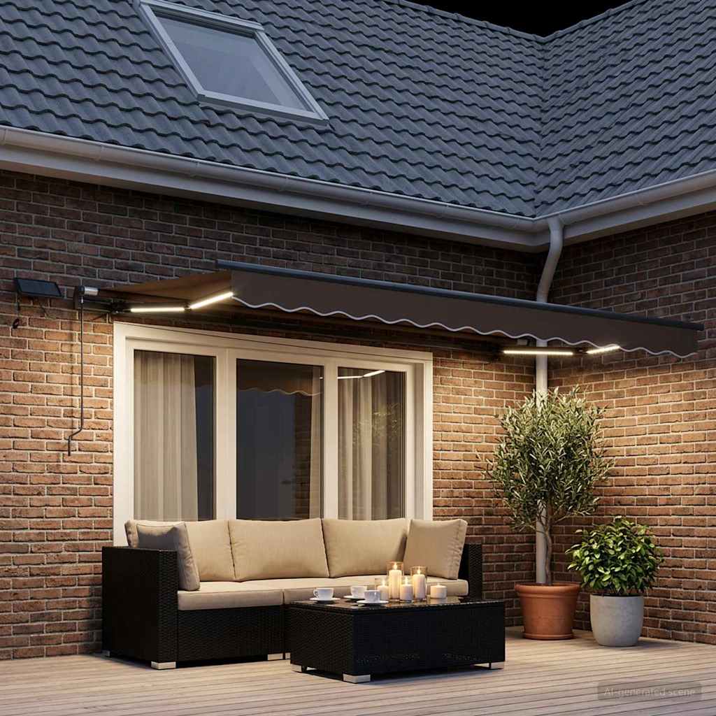 Uitschuifbare luifel Taupe 350 x 250 cm Stof en Aluminium is nu te koop bij PeponiXL, paradijselijk wonen!