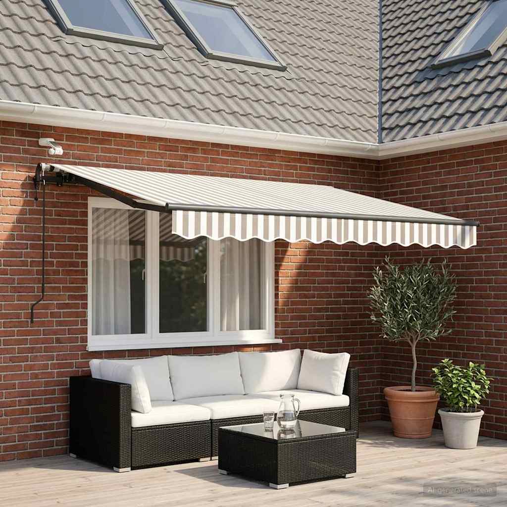 Uitschuifbare luifel Lichtgrijs en wit. 300 x 250 cm Polyester is nu te koop bij PeponiXL, paradijselijk wonen!