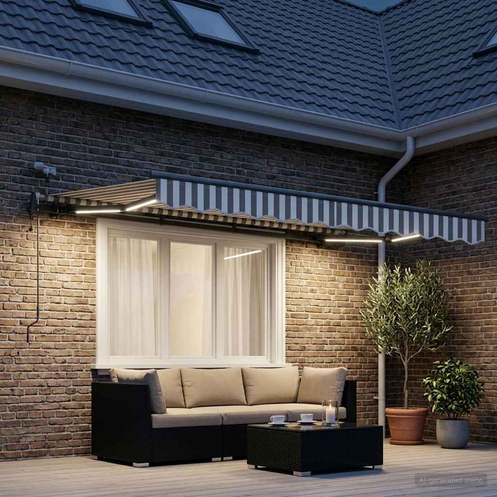 Uitschuifbare luifel Lichtgrijs en wit. 300 x 250 cm Polyester is nu te koop bij PeponiXL, paradijselijk wonen!