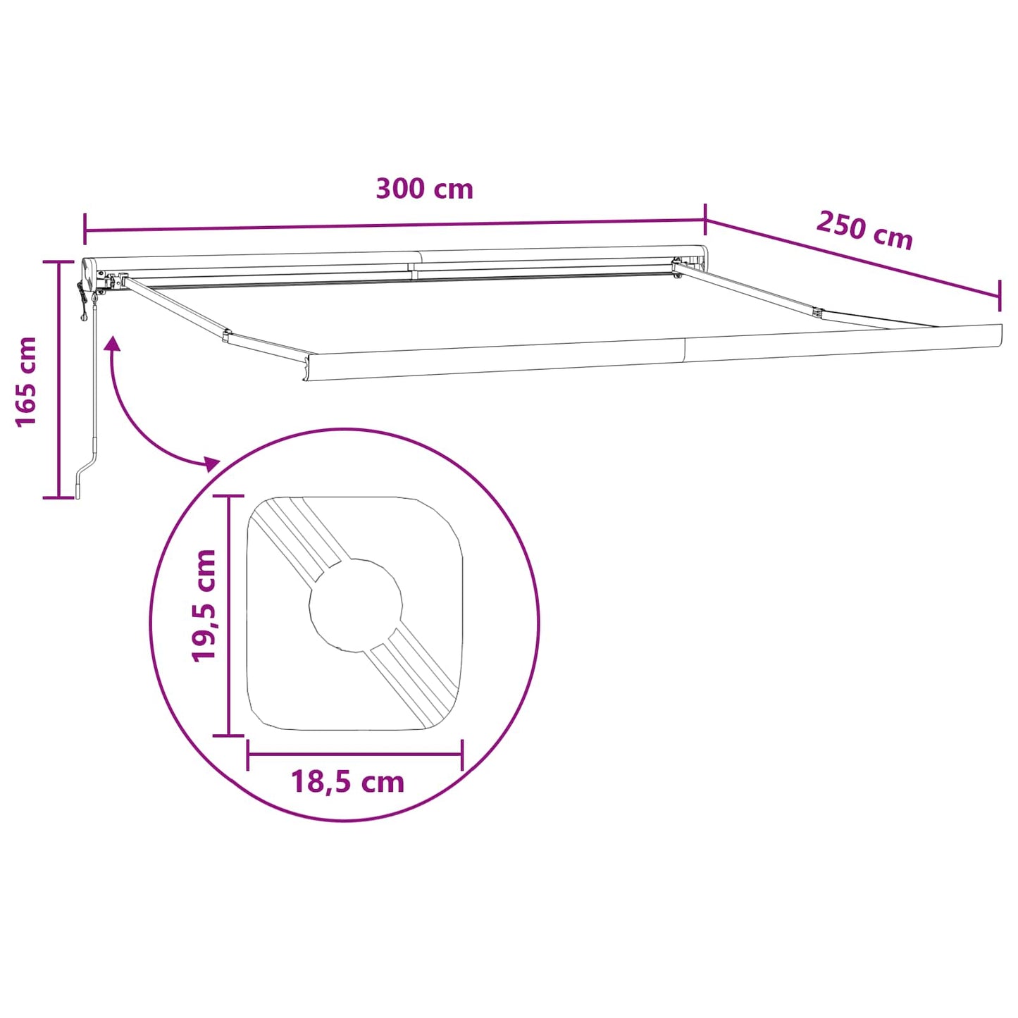 Markies Lichtgrijs en wit. 300 x 250 cm Polyester en Aluminium is nu te koop bij PeponiXL, paradijselijk wonen!