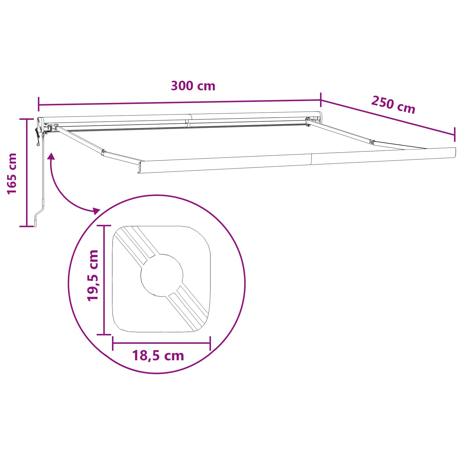 Markies Lichtgrijs en wit. 300 x 250 cm Polyester en Aluminium is nu te koop bij PeponiXL, paradijselijk wonen!