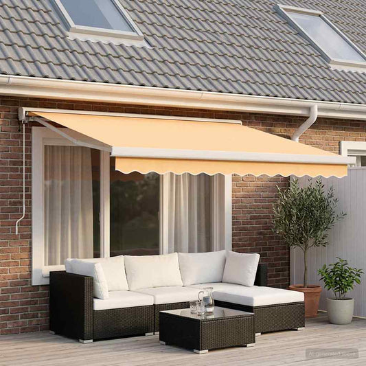 Uitschuifbare luifel Zand 350 x 250 cm Stof en Metaal is nu te koop bij PeponiXL, paradijselijk wonen!