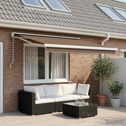 Uitschuifbare luifel Taupe 350 x 250 cm Stof en Metaal is nu te koop bij PeponiXL, paradijselijk wonen!