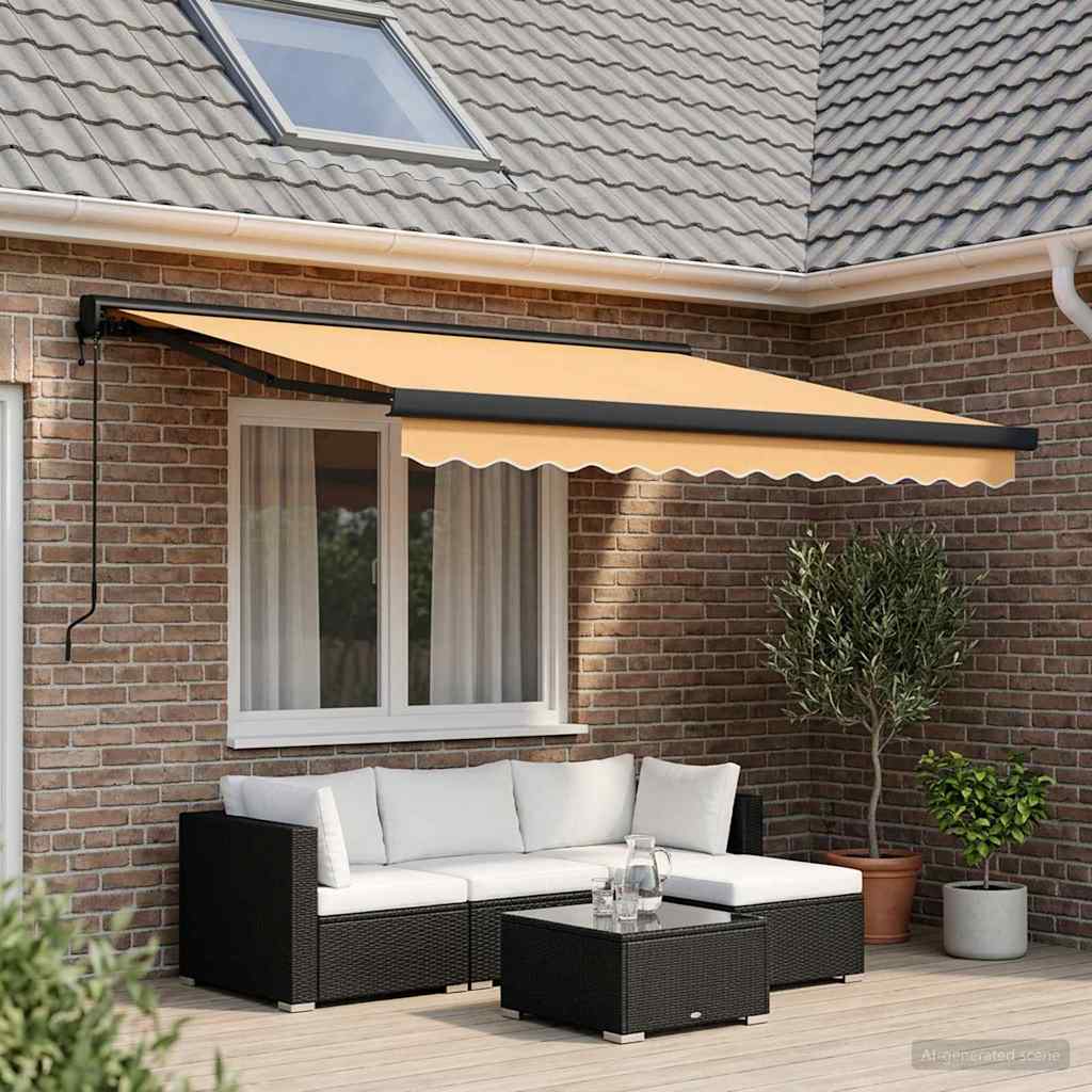 Uitschuifbare luifel Zand 350 x 250 cm Stof en Metaal is nu te koop bij PeponiXL, paradijselijk wonen!