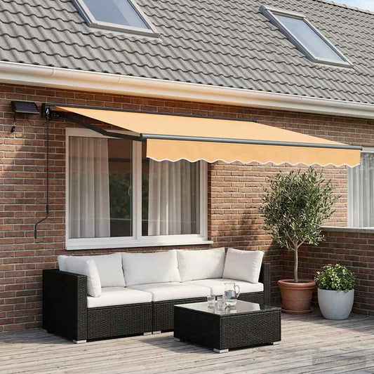 Handmatige Luifelhouder met LED's Zand 3 x 2,5 m is nu te koop bij PeponiXL, paradijselijk wonen!