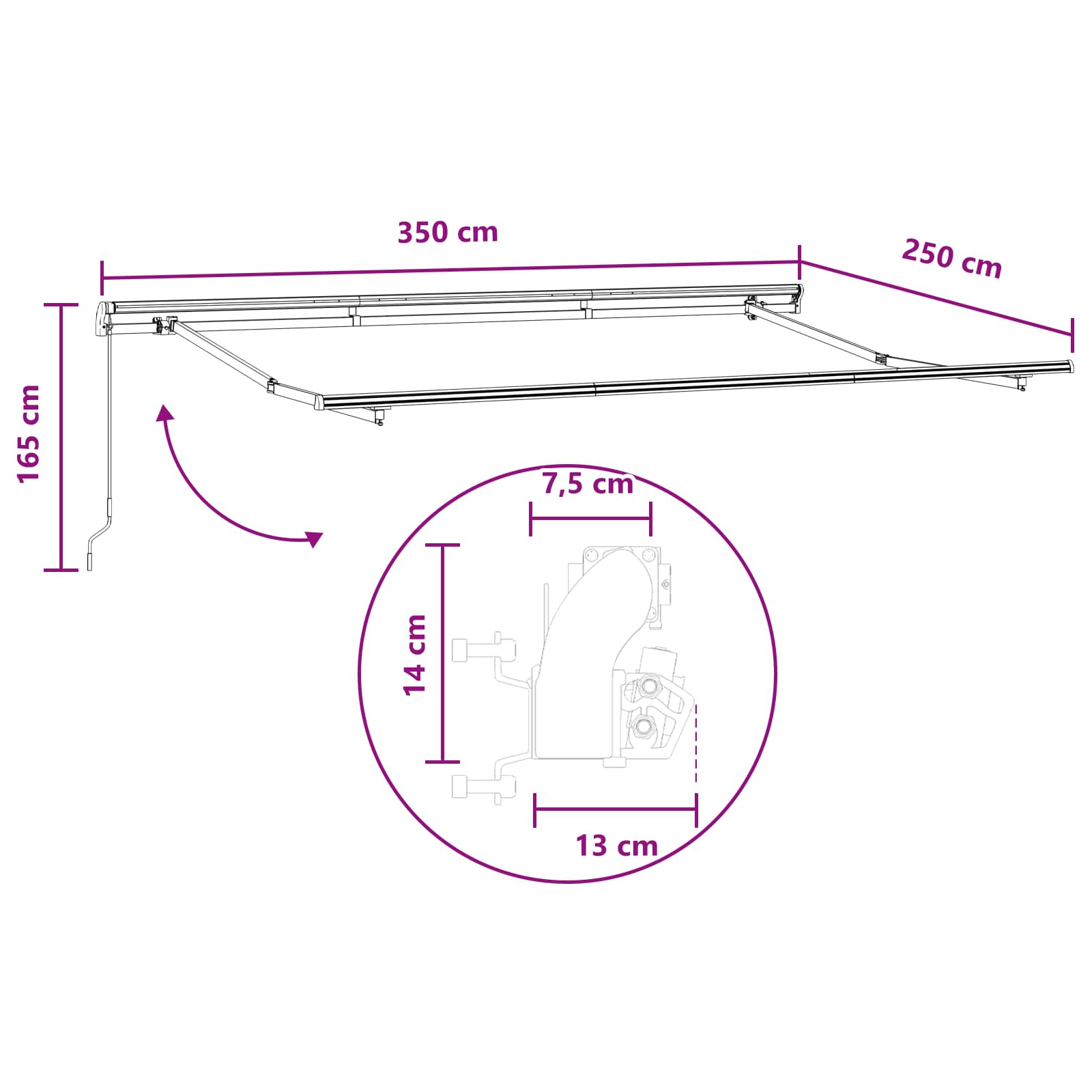 Uitschuifbare luifel Taupe 350 x 250 cm Polyester en Aluminium is nu te koop bij PeponiXL, paradijselijk wonen!