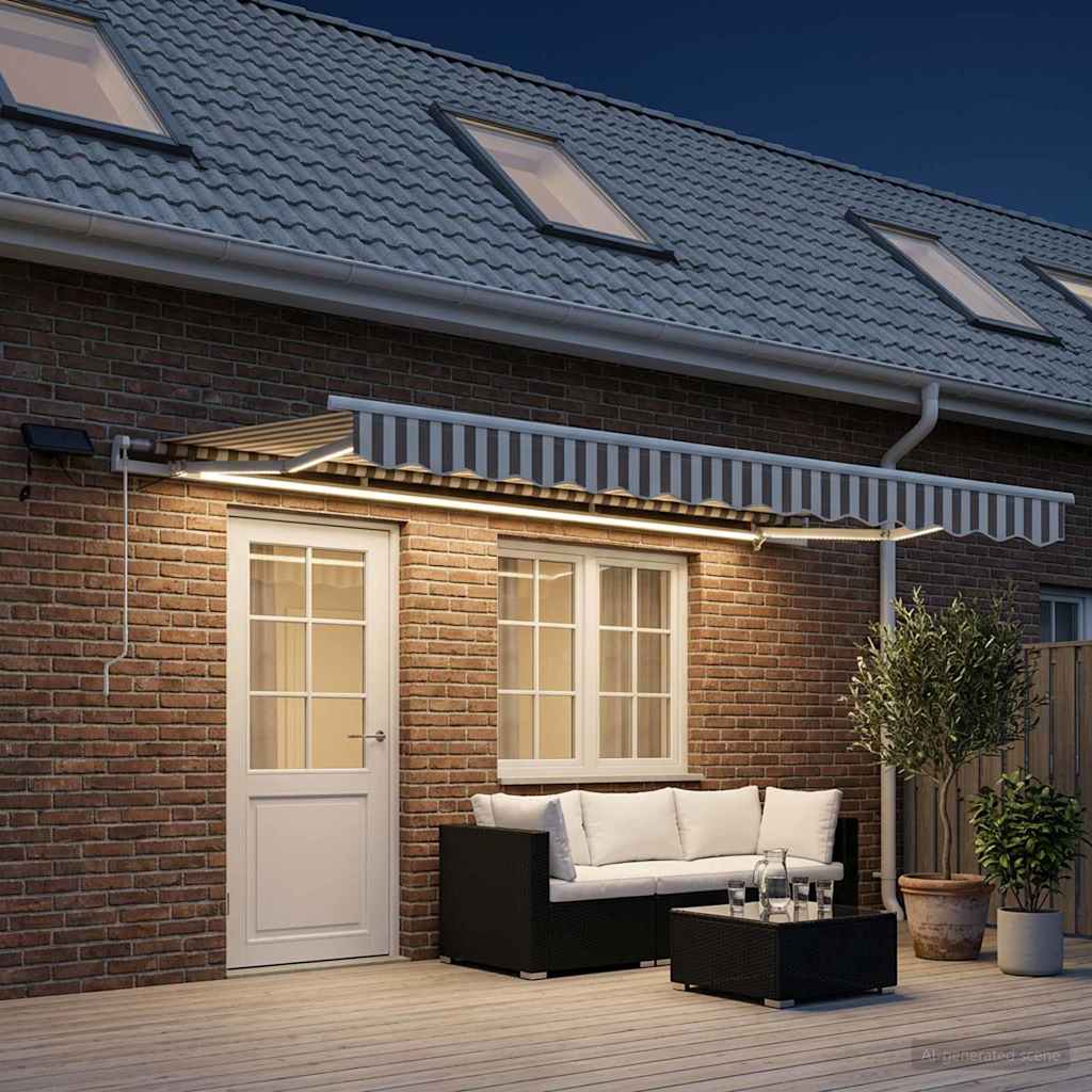 Uitschuifbare luifel Lichtgrijs en wit. 500 × 300 cm is nu te koop bij PeponiXL, paradijselijk wonen!