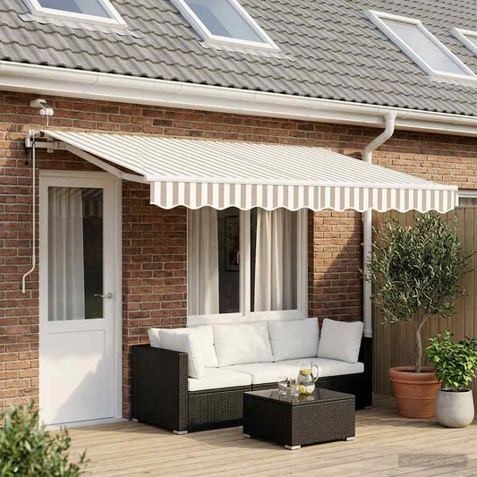 Uitschuifbare luifel Lichtgrijs en wit. 600 × 300 cm Polyester is nu te koop bij PeponiXL, paradijselijk wonen!