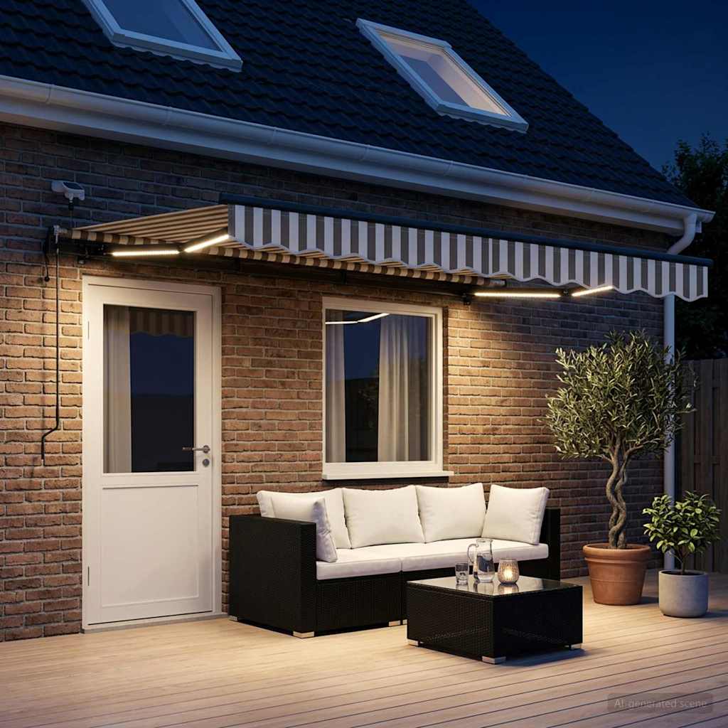 Uitschuifbare luifel Lichtgrijs en wit. 500 × 300 cm Polyester is nu te koop bij PeponiXL, paradijselijk wonen!