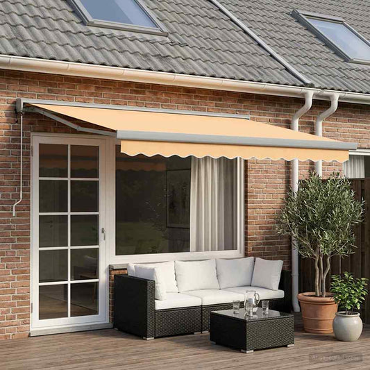 Uitschuifbare luifel Zand 400 × 300 cm Stof en Metaal is nu te koop bij PeponiXL, paradijselijk wonen!