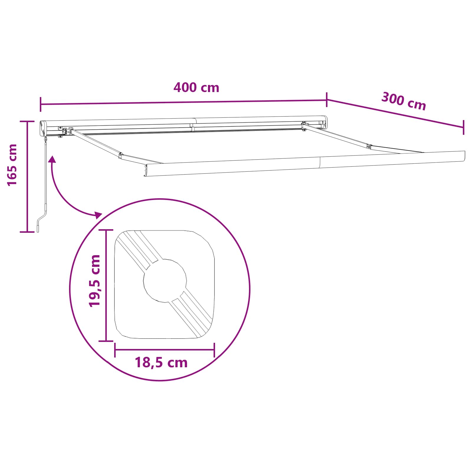 Uitschuifbare luifel Lichtgrijs en wit. 400 × 300 cm is nu te koop bij PeponiXL, paradijselijk wonen!